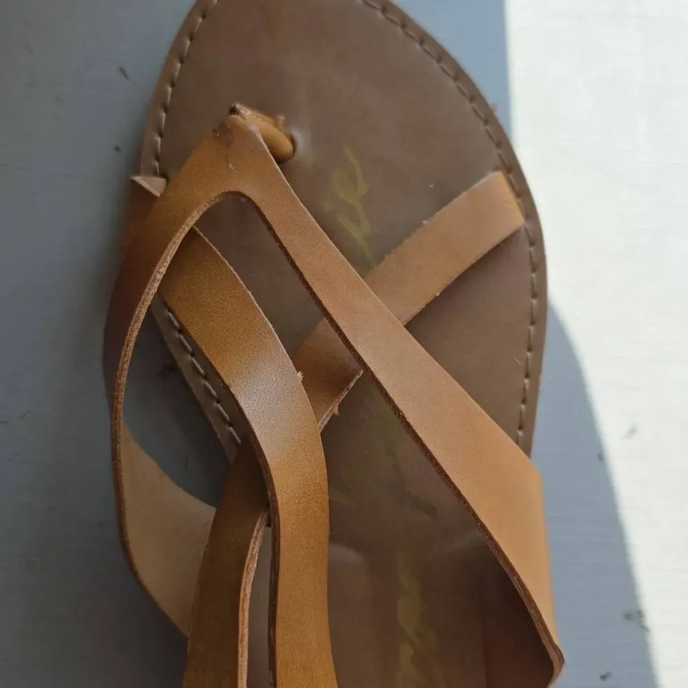 American Rag cie Women's Size 7 Dk Tan Strappy Ankle Buckle Sandals